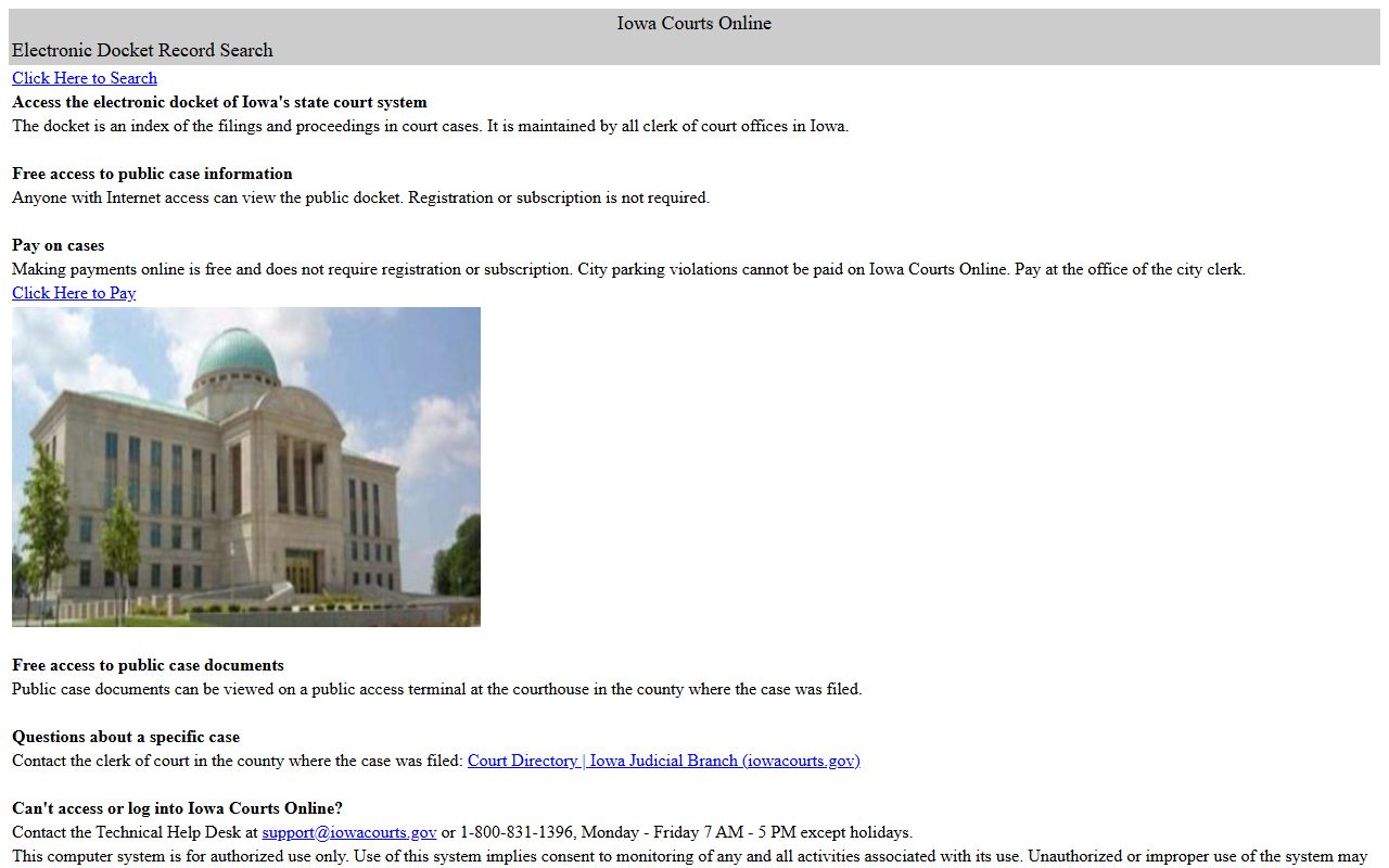 Iowa Courts Online entry for Butler County court records after arrest
