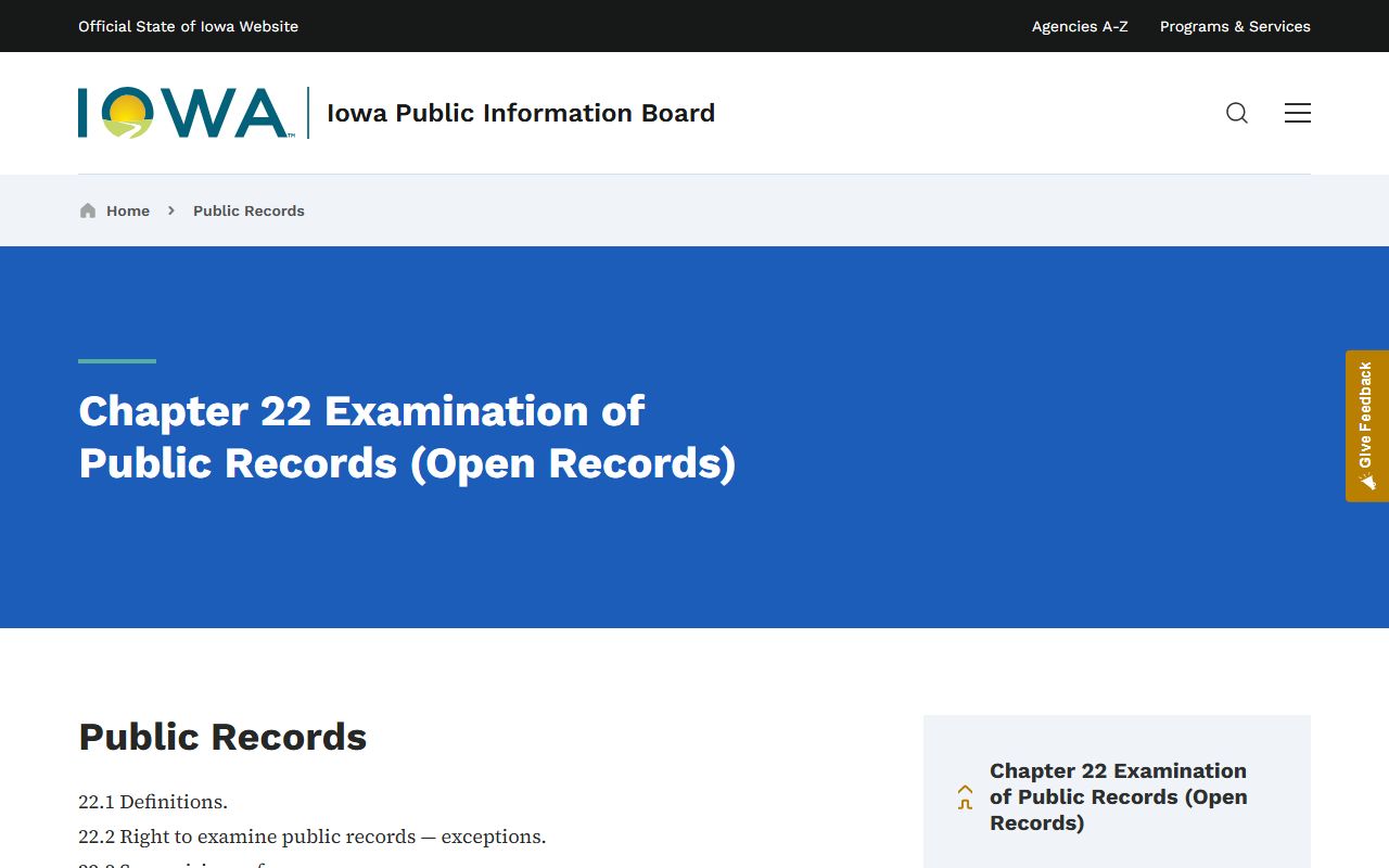 Iowa Chapter 22 public records access for Butler County court records after arrest